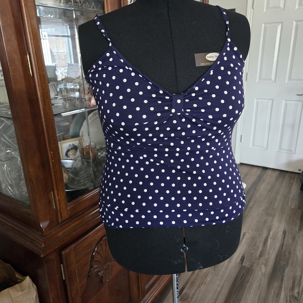 Xhilaration Navy Polka Dot Tank Top